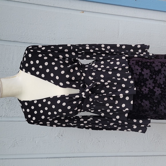 VICI B/W Crepe PolkaDot Blouse sz M - Picture 1 of 10